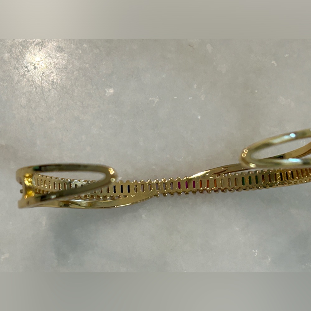 Multi-Colored Rhinestone Cuff Bracelet - image 5